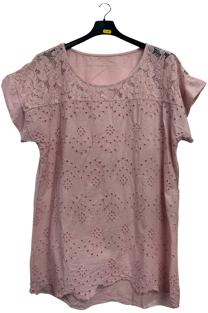 Floral Embroidered Pattern Tunic Cotton Top