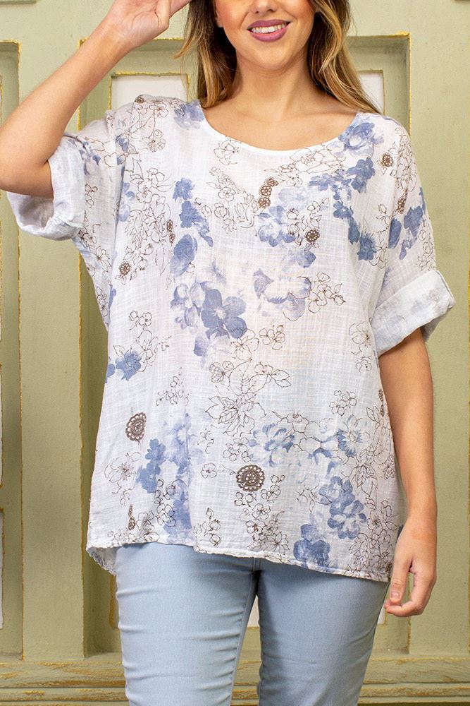 Floral Print Tunic Cotton Top