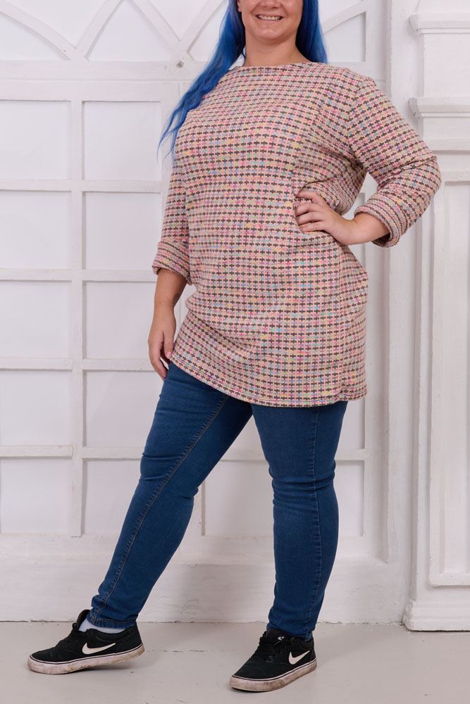 Multi Check Pattern Acrylic Dress