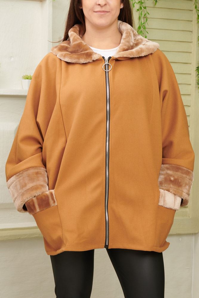 Plain Fluffy Zip Up Pocket Jacket