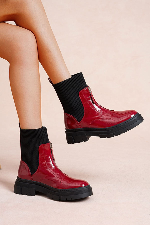 Zip Fastening Chunky Anckle Shoes
