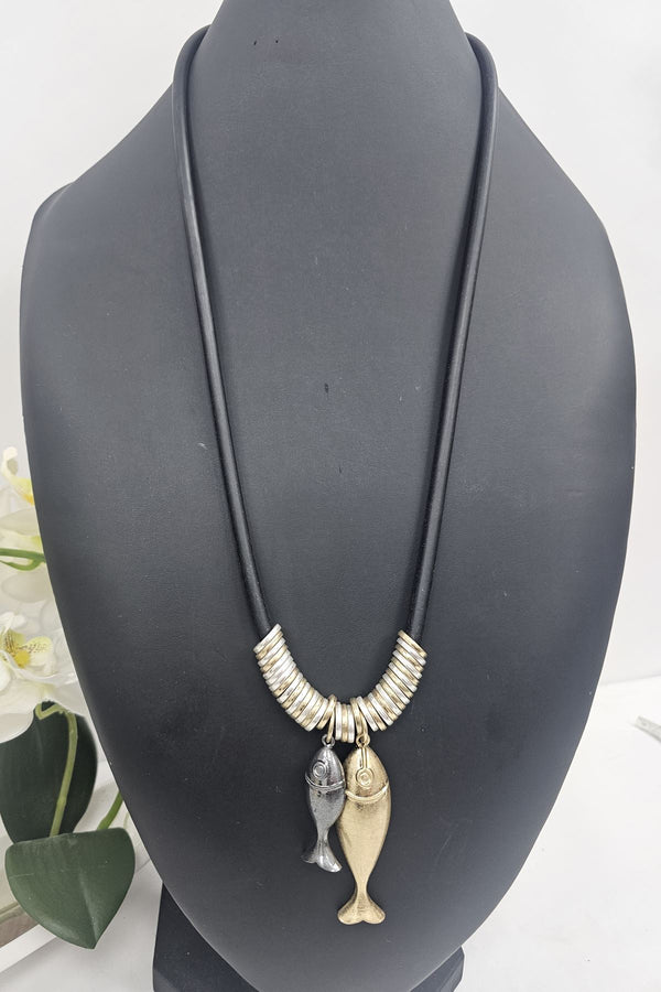Suede Double Plated Fish Necklace