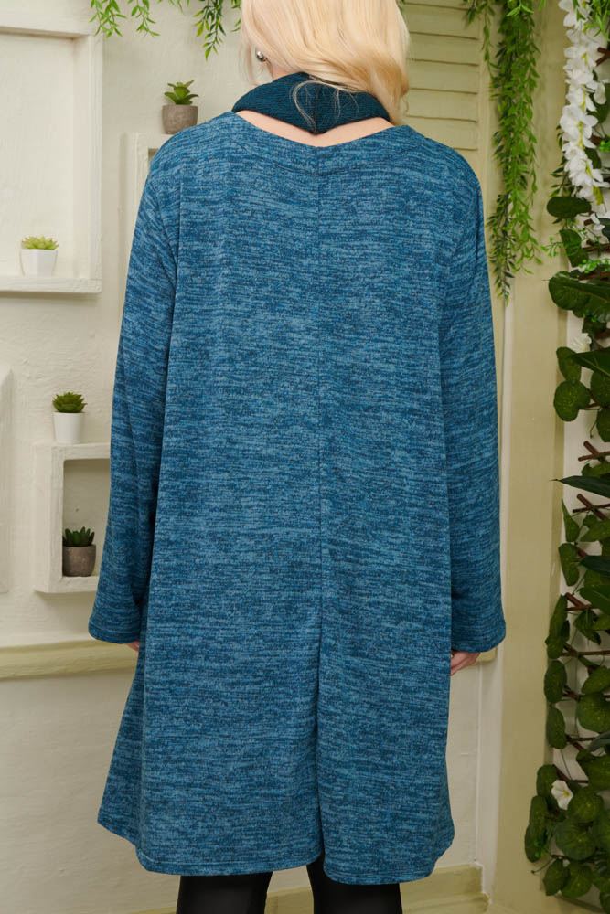 Floral Patch Print With Scarf Knitted Viscose Top