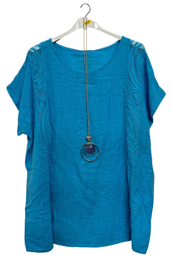 Plain Side Panel Necklace Cotton Top