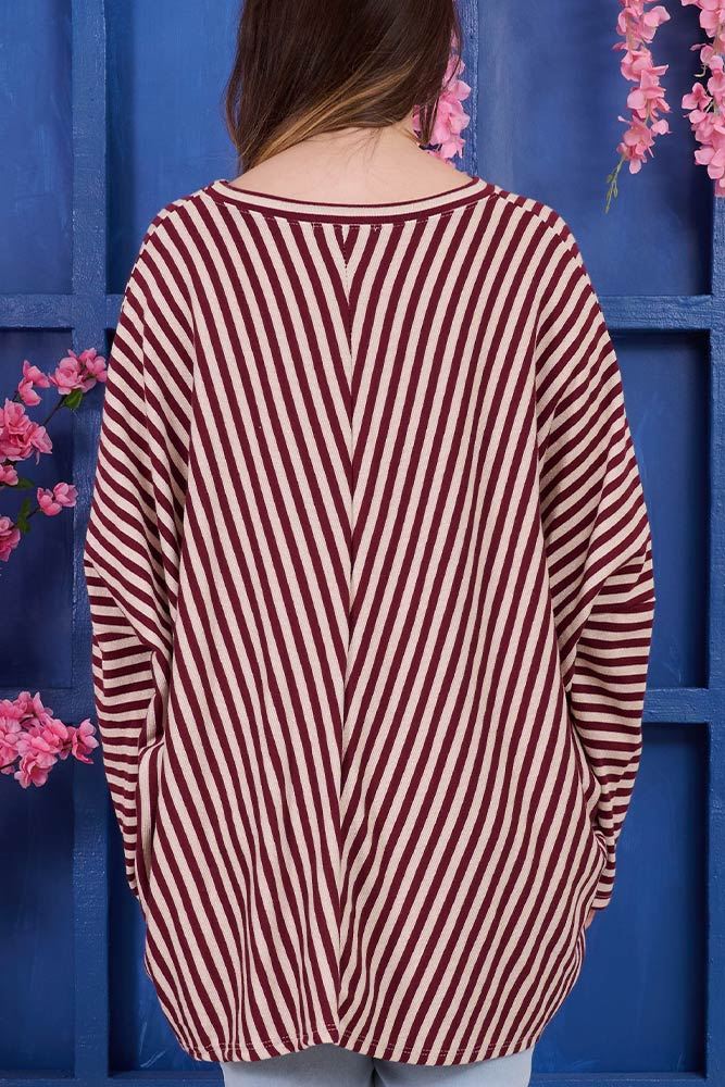 Chevron Print V-Detail Hem Top