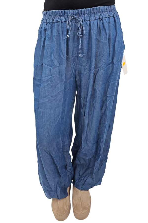 Plain Drawstring Waistband Pockets Trousers