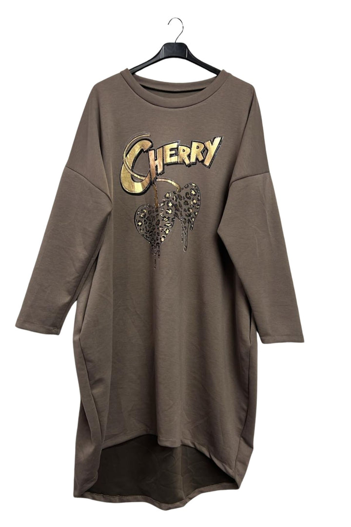 Metallic Cherry Two Heart Pattern High Low Hem Dress
