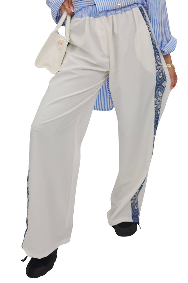 Floral Side Panel Elasticated Waistband Trousers