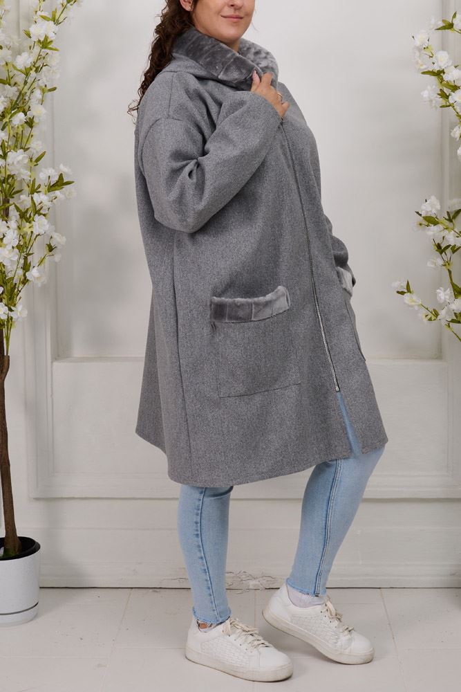 Plain Zip Up Long Jacket