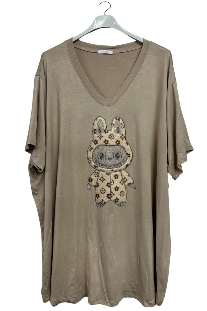 Sequin Embellished Bunny Oversized T-Shirt