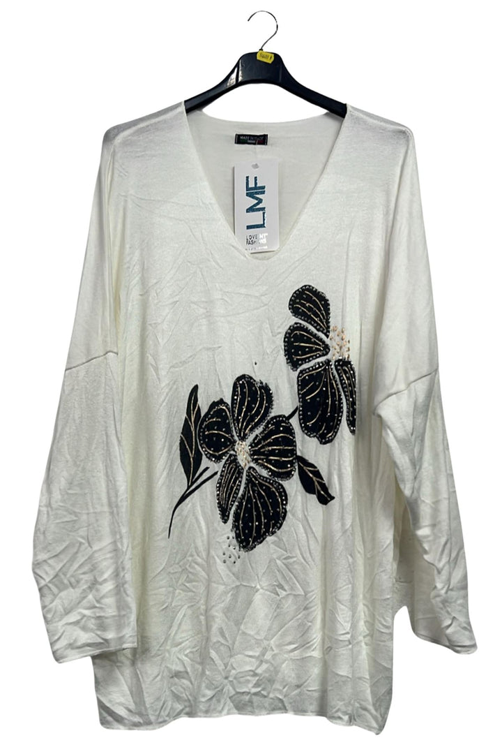 floral embellished pattern tunic top

