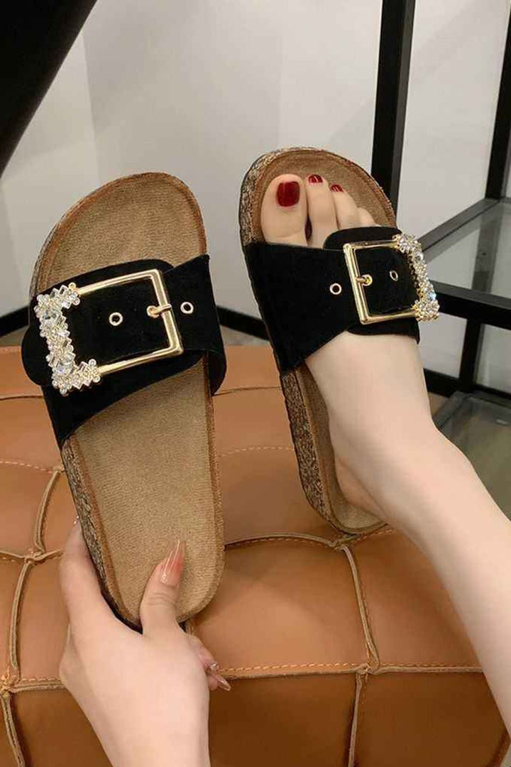 Crystal Buckle Slip On Slider