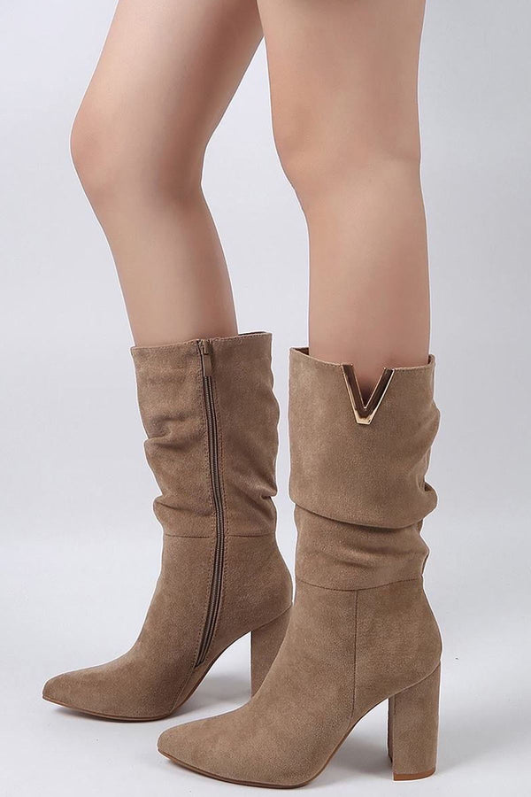 Pointed Toe V Detail High Heel Shoes