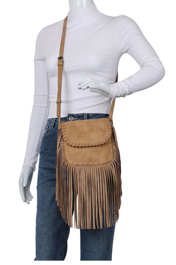 Adjustable Strap Fringe Shoulder Bag