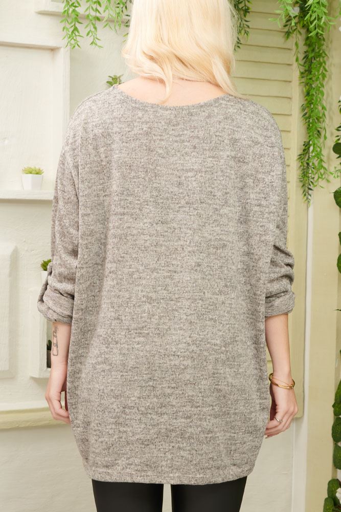 Leopard Heart Motif Knit Viscose Top