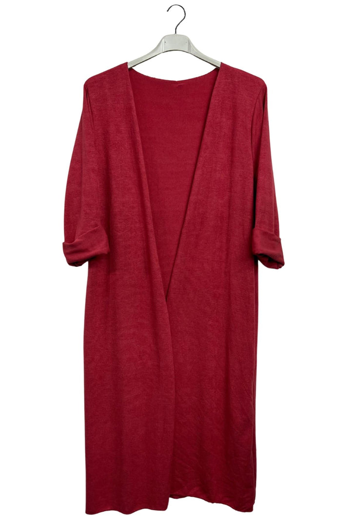 Plain Open Front Longline Cardigan