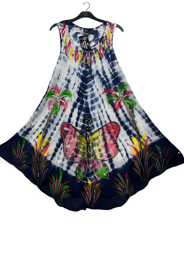 Tie Dye Butterfly Pattern Umbrella Style Dress