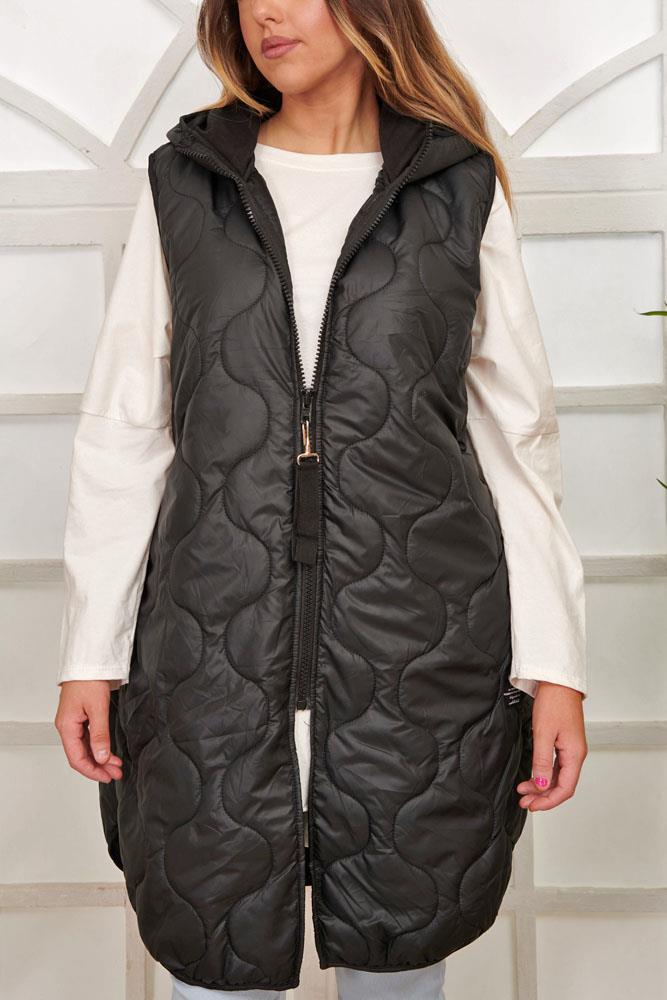 Italian Fashion Review Logo Zip Quilted Gilet