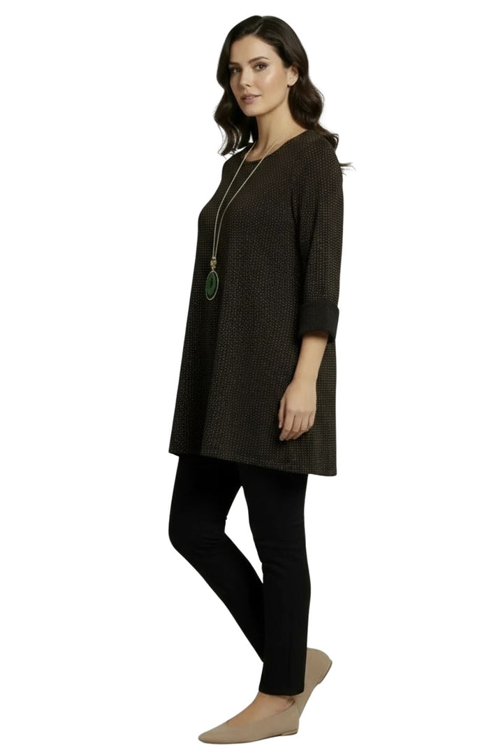 denim blue metallic dotted knit top