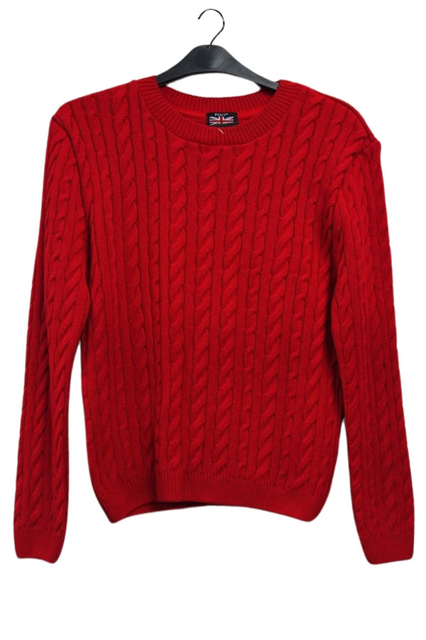 Cable Knit Textured Ribbed Cuffs Tunic Jumper