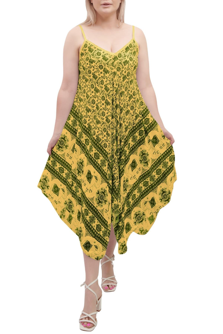 Special Price Italian Elephant Print Sleeveless V Neck Hanky Dress