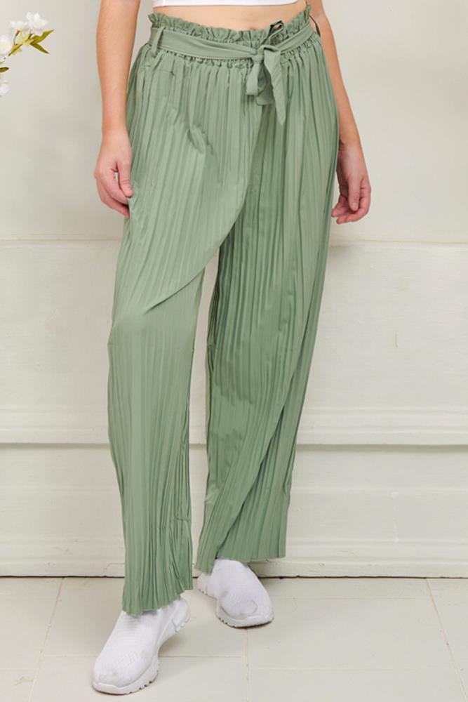 Plain Pleated Cotton Palazzo