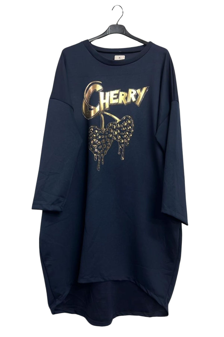 Metallic Cherry Two Heart Pattern High Low Hem Dress
