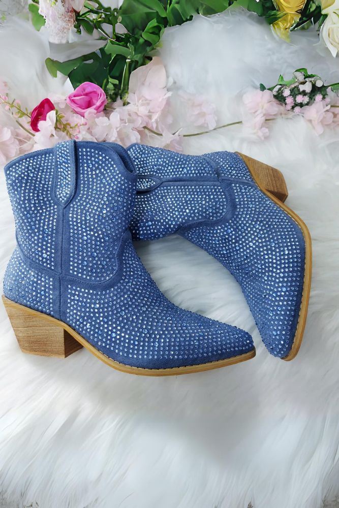 Cowgirl Sparkly Knee Heel Glitter Boot
