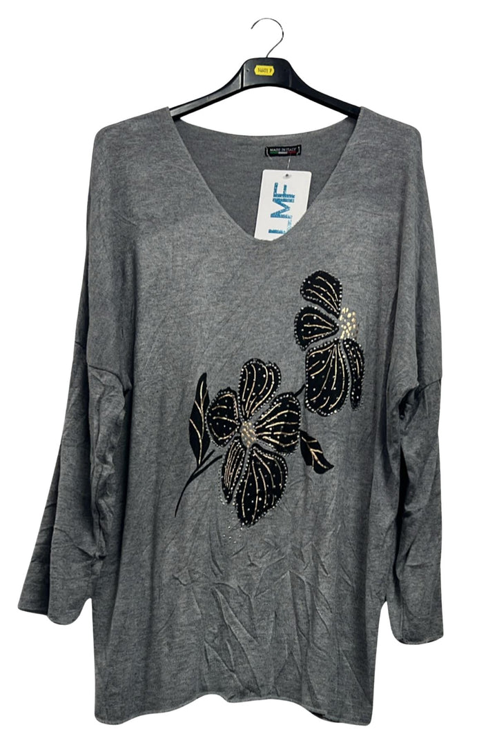 floral embellished pattern tunic top
