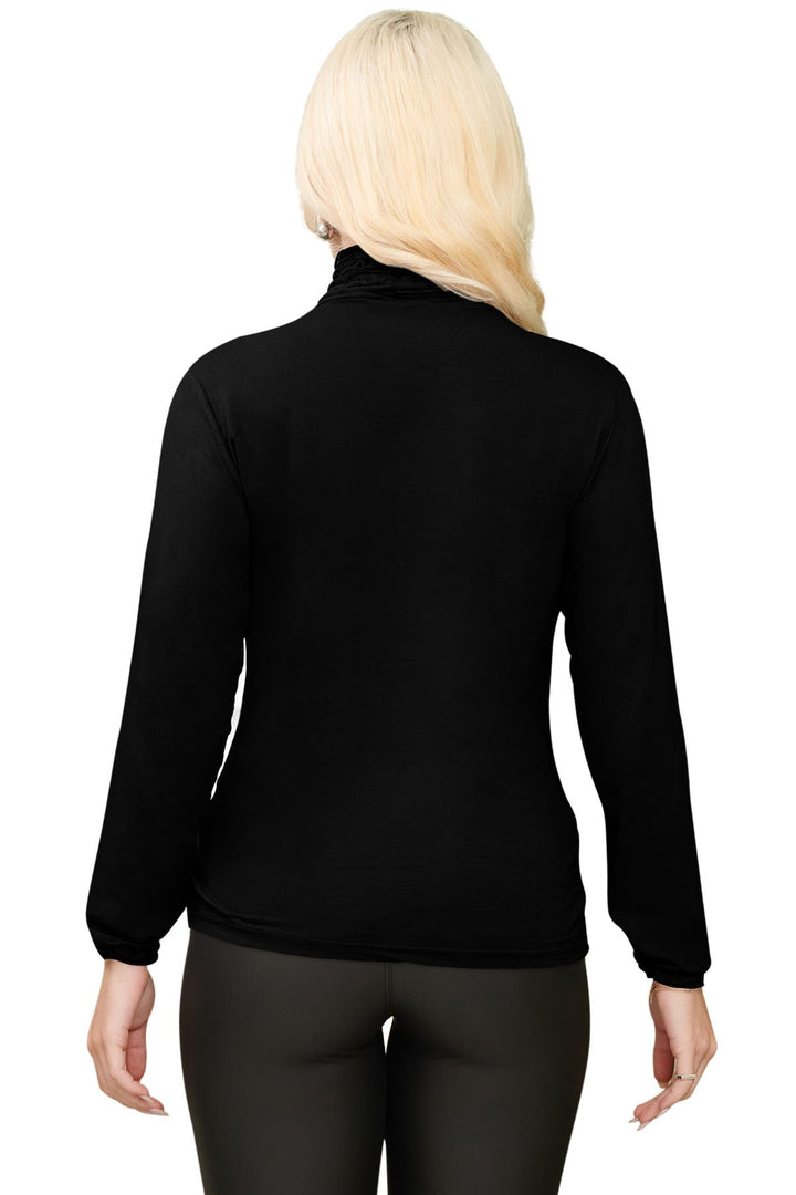 Special Price Plain Ruched Frill Roll Neck Tunic Viscose Top