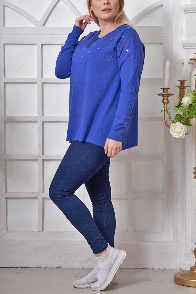 Plain Knit Beading Viscose Top
