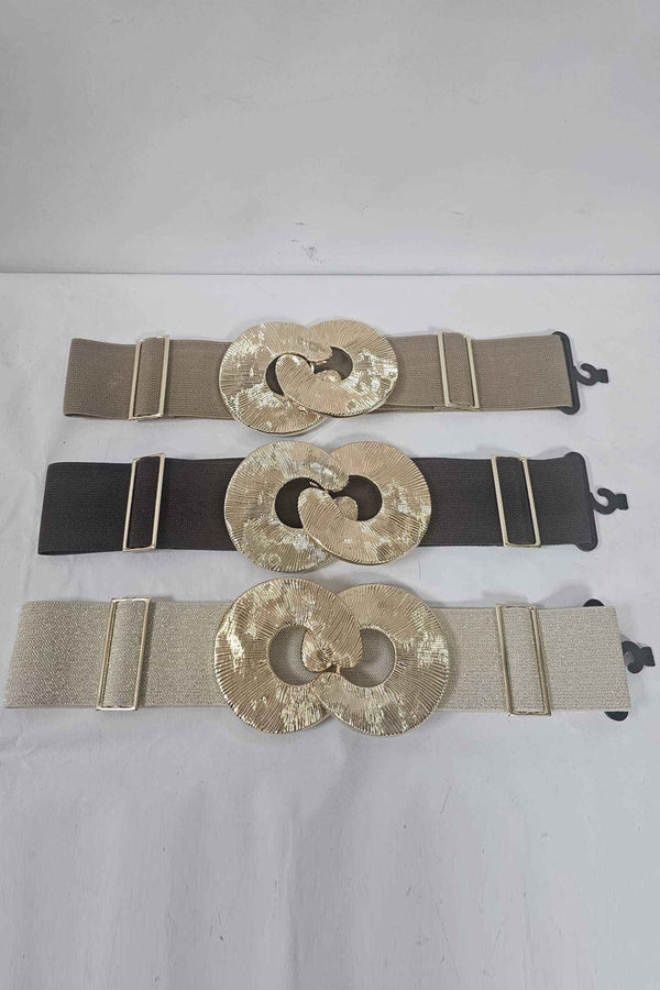 Metallic Buckle Elasticated Belt