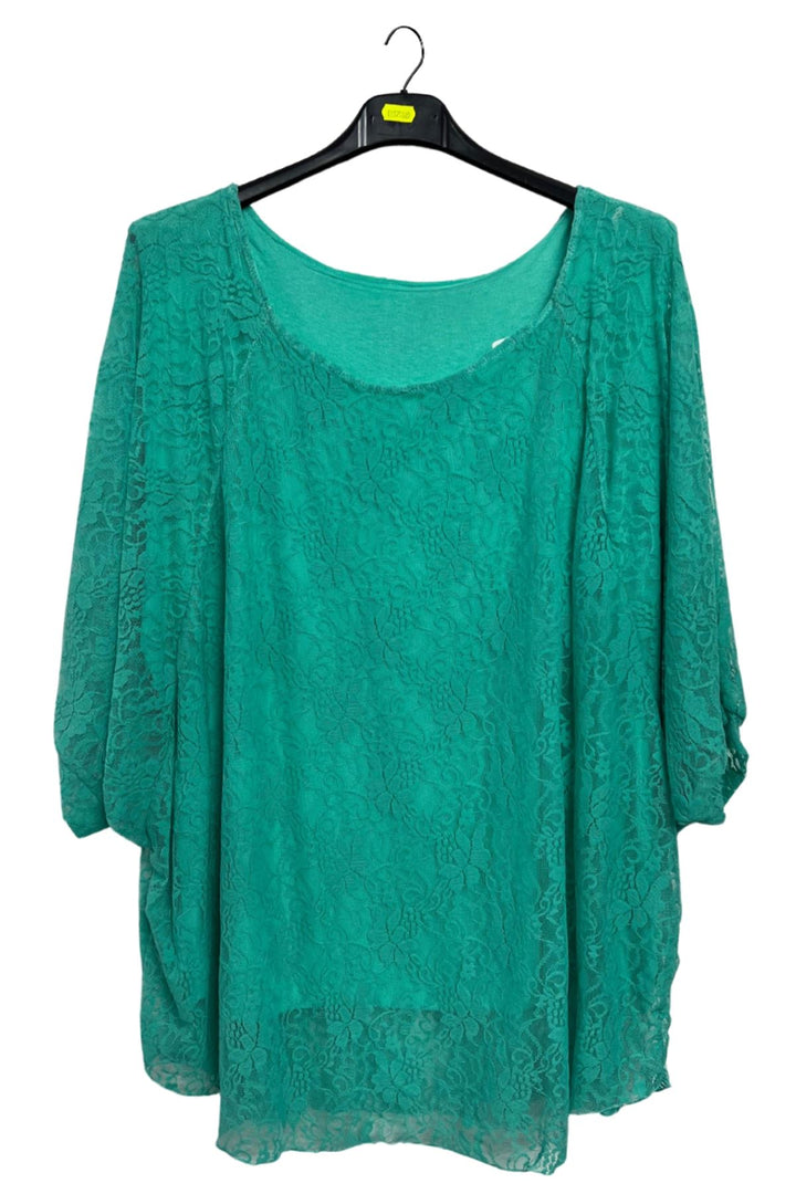 Floral Lace Overlay Pattern Layered Design Top