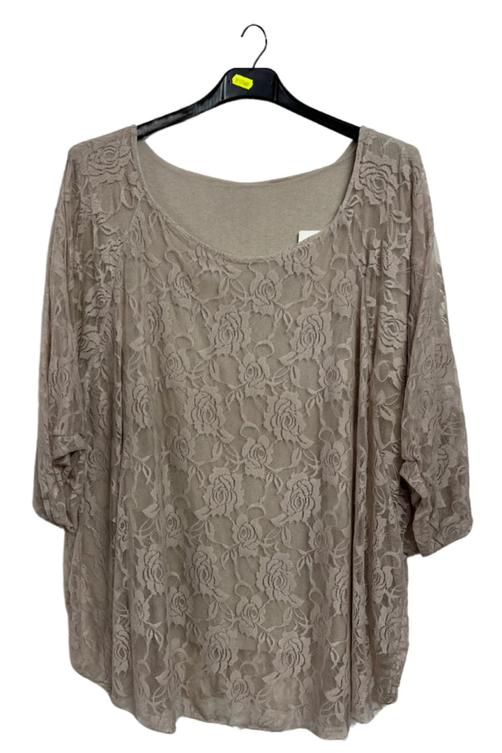 Floral Lace Overlay Pattern Layered Design Top