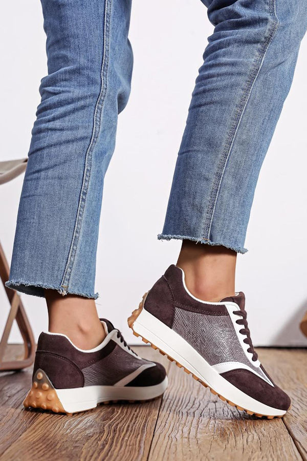 Suede Mesh Lace Up Trainer