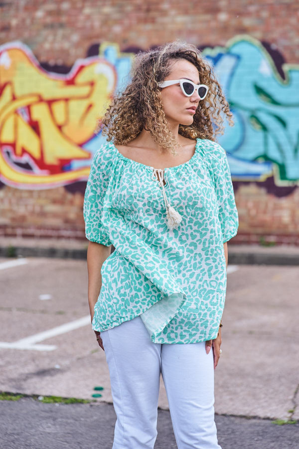 Leopard Print Cotton Top