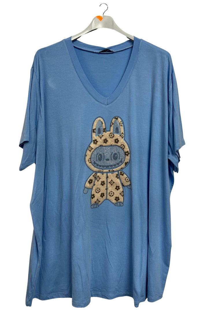 Sequin Embellished Bunny Oversized T-Shirt