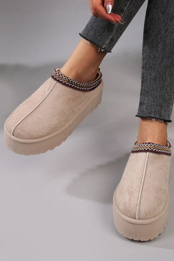 Suede Faux Slip On Platform Shoes