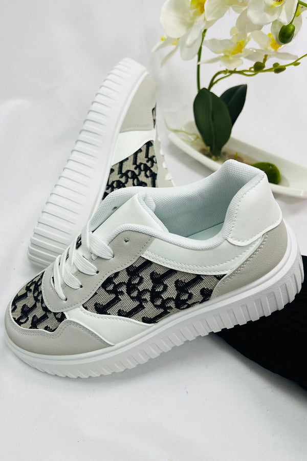 Mesh Detailing Chunky Sole Lace Up Trainer