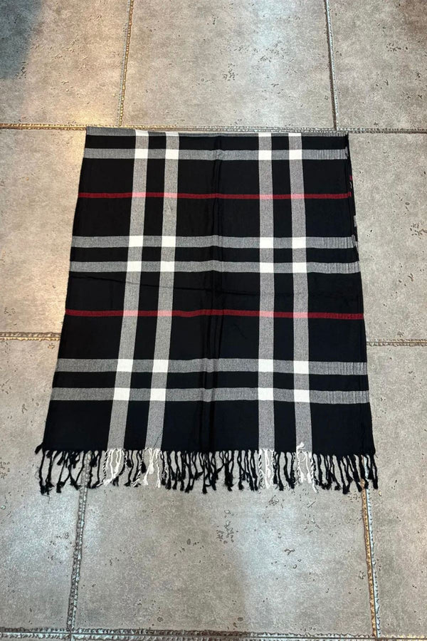 Check Print Tassel Scarves