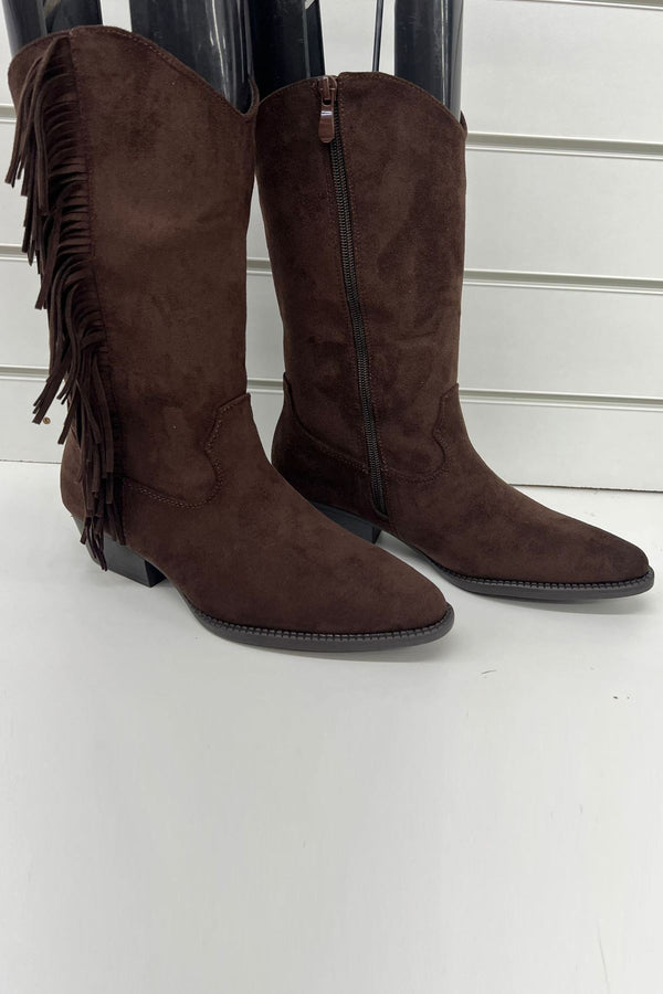 Suede Side Fringe Shoes