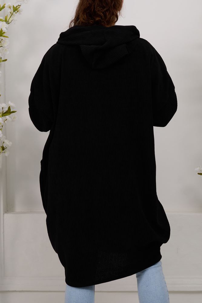 Plain Zip Up Long Hoody