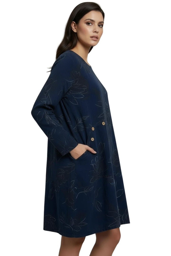 wholesale floral curved hem cotton dress
