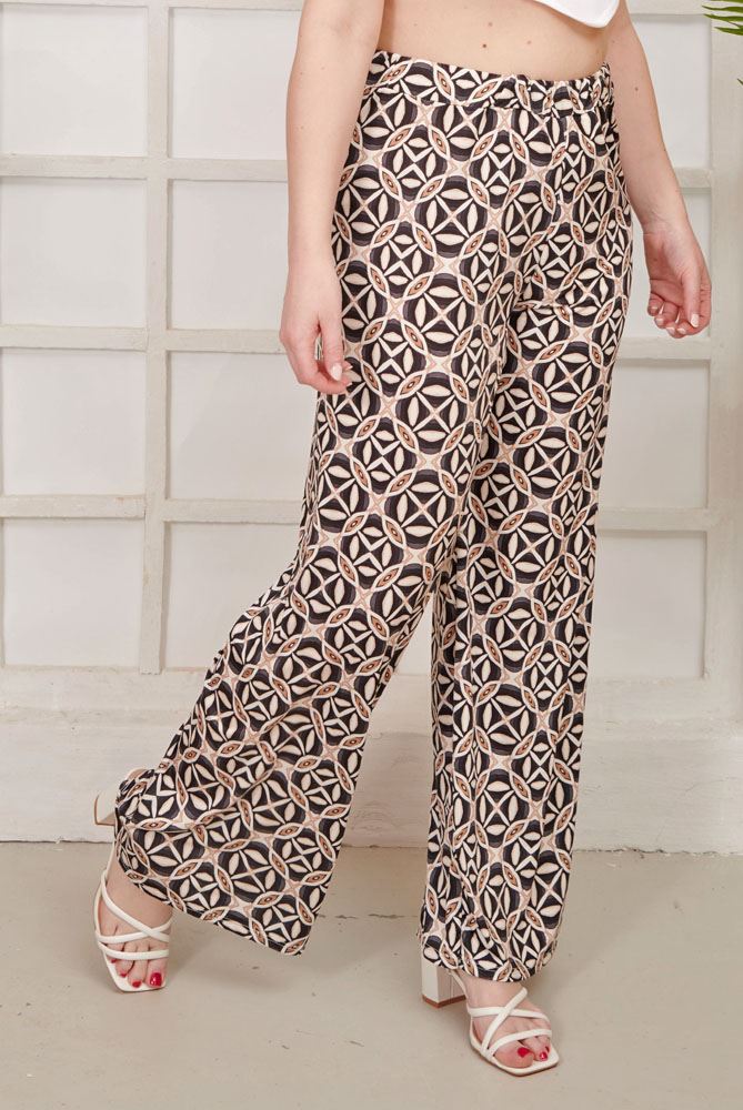 Abstract Leaf Print Palazzo