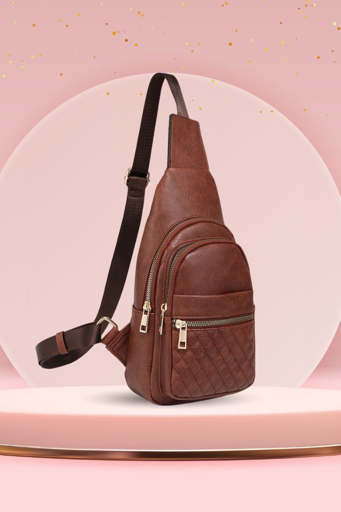 Quilted Crossbody Zip Up Chest Bag