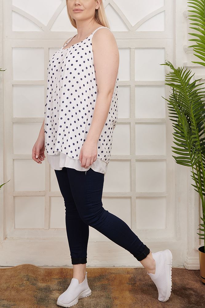 Polka Dot Print Viscose Top