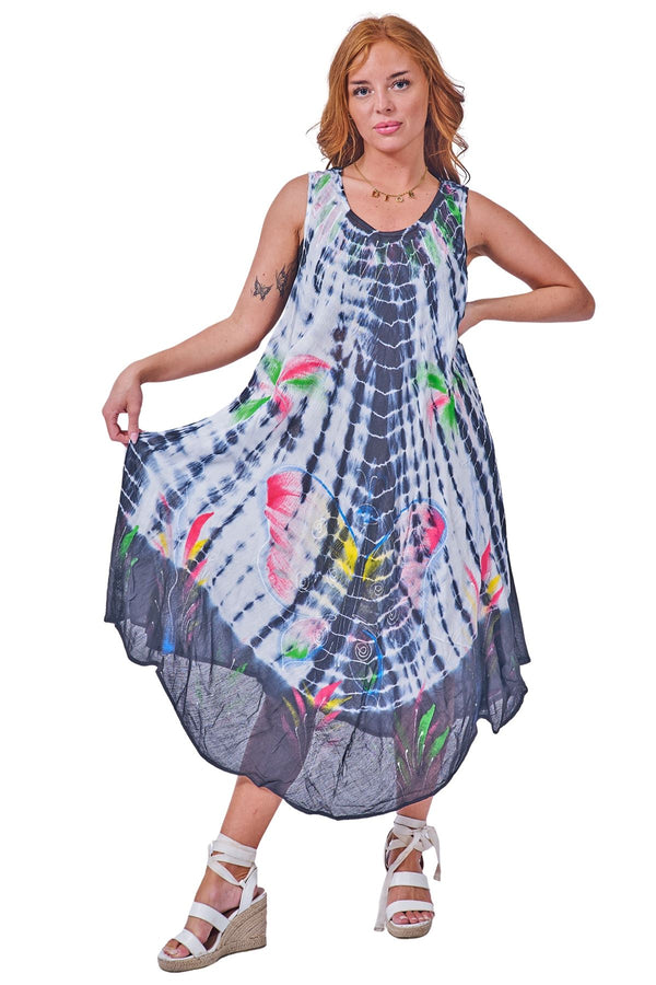 Tie Dye Butterfly Pattern Umbrella Style Dress