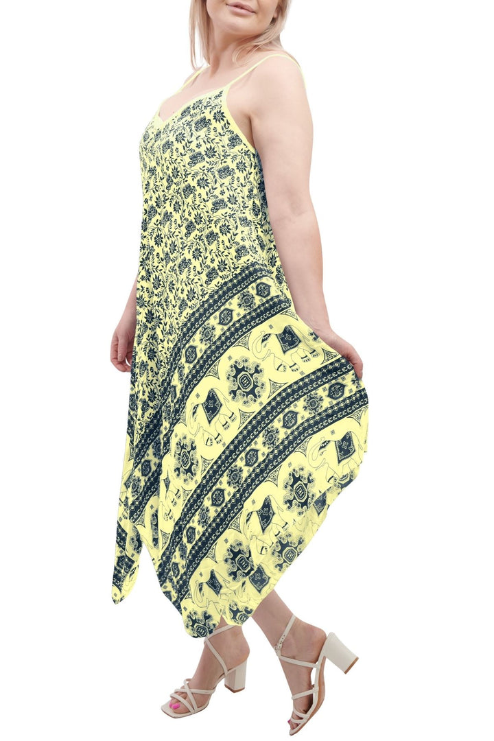 Special Price Italian Elephant Print Sleeveless V Neck Hanky Dress