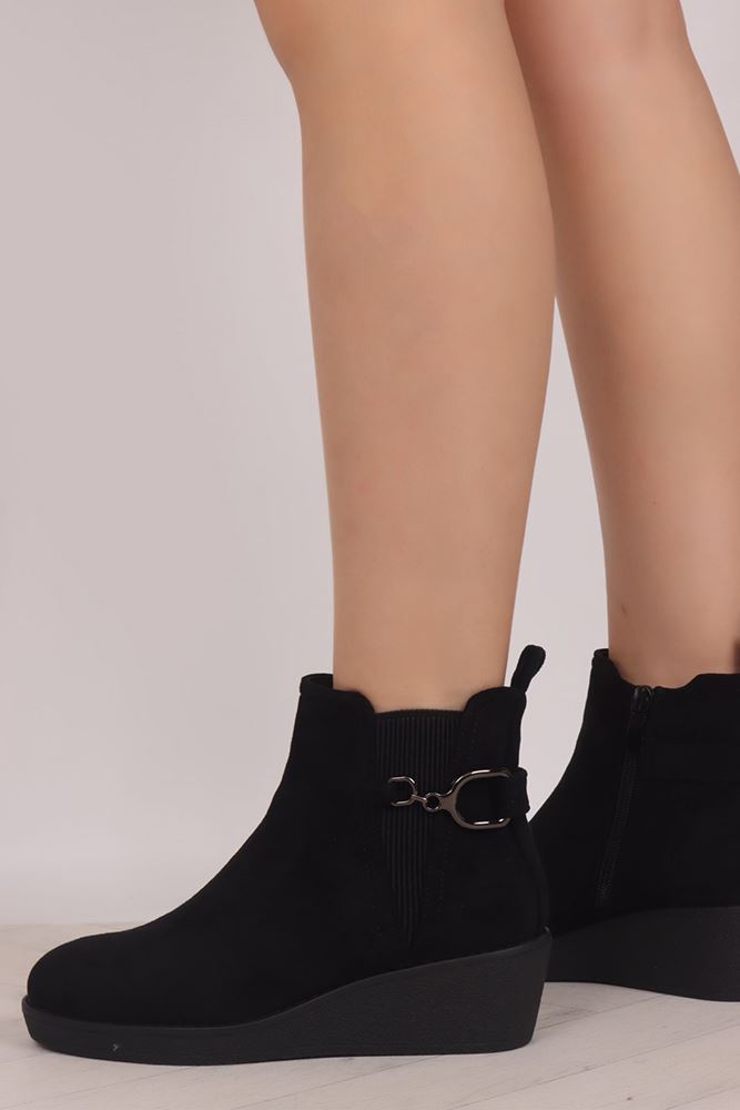 Suede Buckle Ankle Boot