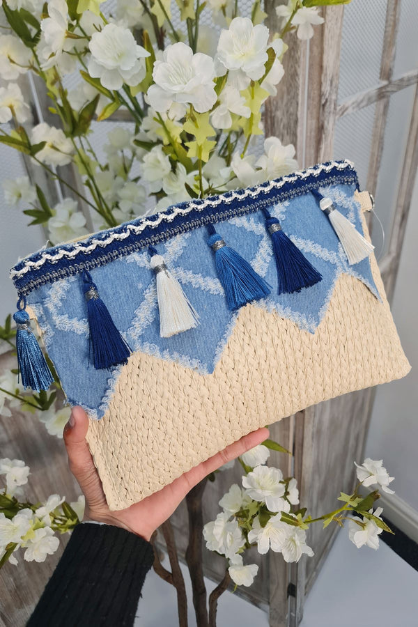 Boho Straw Tassel Crossbody Bag